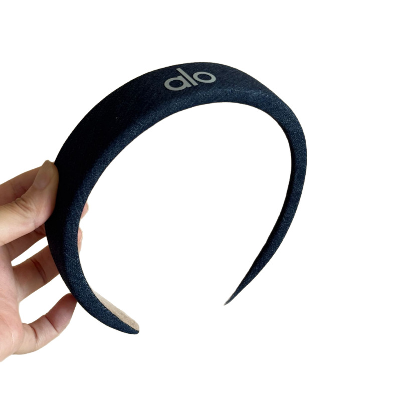 Alo Yoga つば広デザイン、高級ブルーデニム生地のヘッドバンド、シンプルな香港スタイルのヘッドバンド、外出時の多用途|undefined