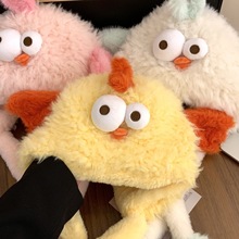 毛绒雷锋帽秋冬日系卡通保暖护耳帽子女冬季加厚套头帽动物造型