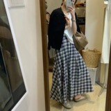 Длинная ретро клетчатая весенняя длинная юбка, высокая талия, А-силуэт