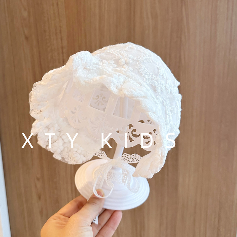 Primavera y verano delgada permeable encaje sombrero para bebés princesa sombrero de corte sombrero dulce sombrero de bebé
