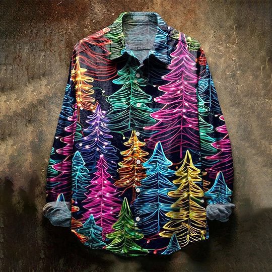 2025 Spring and Autumn Fashion Men's Christmas Floral Shirt 3D Digital Print Long Sleeve Shirt with Turn-Down Collar 2025 Spring and Autumn Fashion Men's Christmas Floral Shirt 3D Digital Print Long Sleeve Shirt with Turn-Down Collar