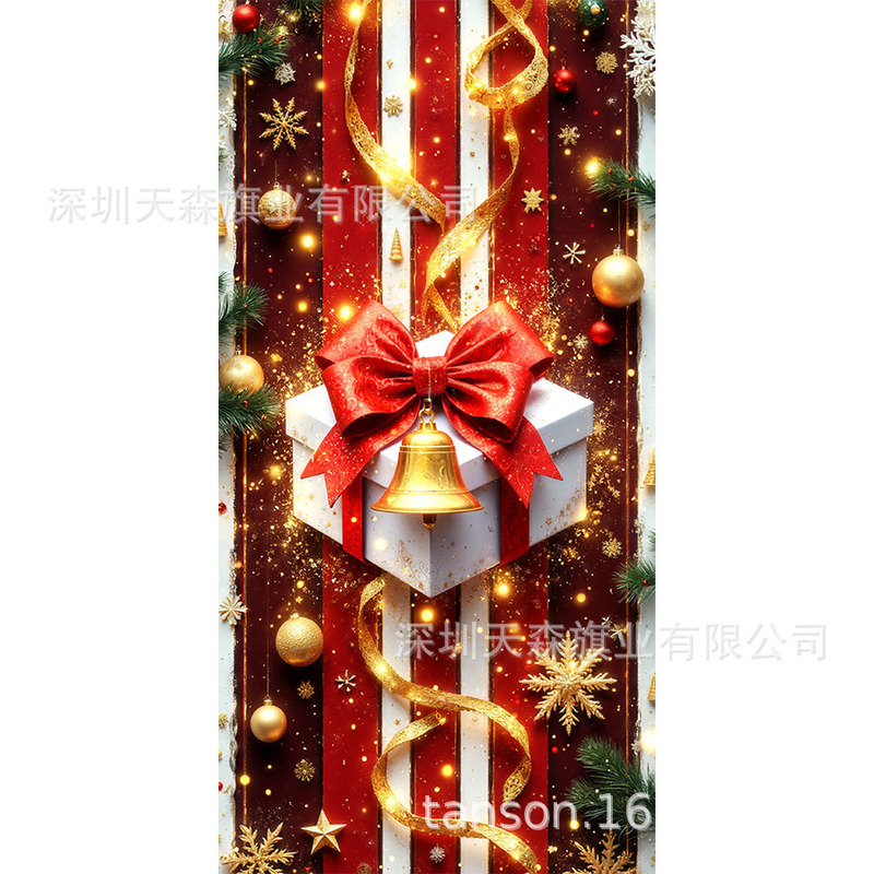 跨境新款热卖圣诞节门帘圣诞老人门盖节日装饰旗帜户外拍照背景布|undefined