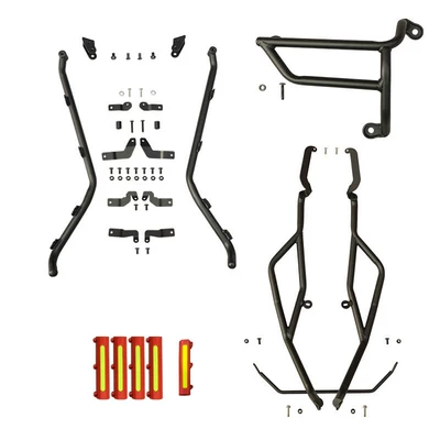 of the Zongsheng 150X bumper, front: Motorcycle bumper - black-carbon-steel-spotlight-style-front-bumper-rear-bumper-exhaust-bar-red-tape