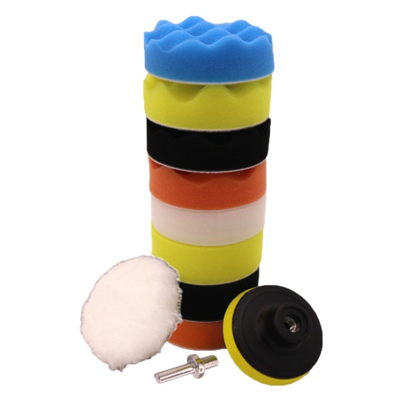 Cross-border 11-piece encerado belleza pulido lana pulido Bola de esponja máquina de pulido Placa de esponja encerada