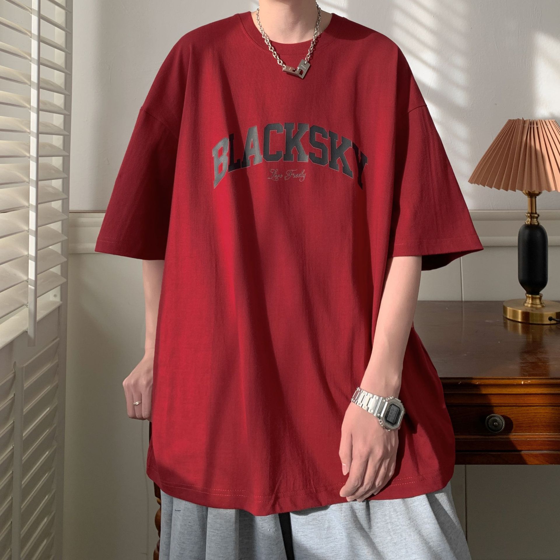 T-shirt in cotone per ragazzi e adolescenti stile retro ampio_voghion.com