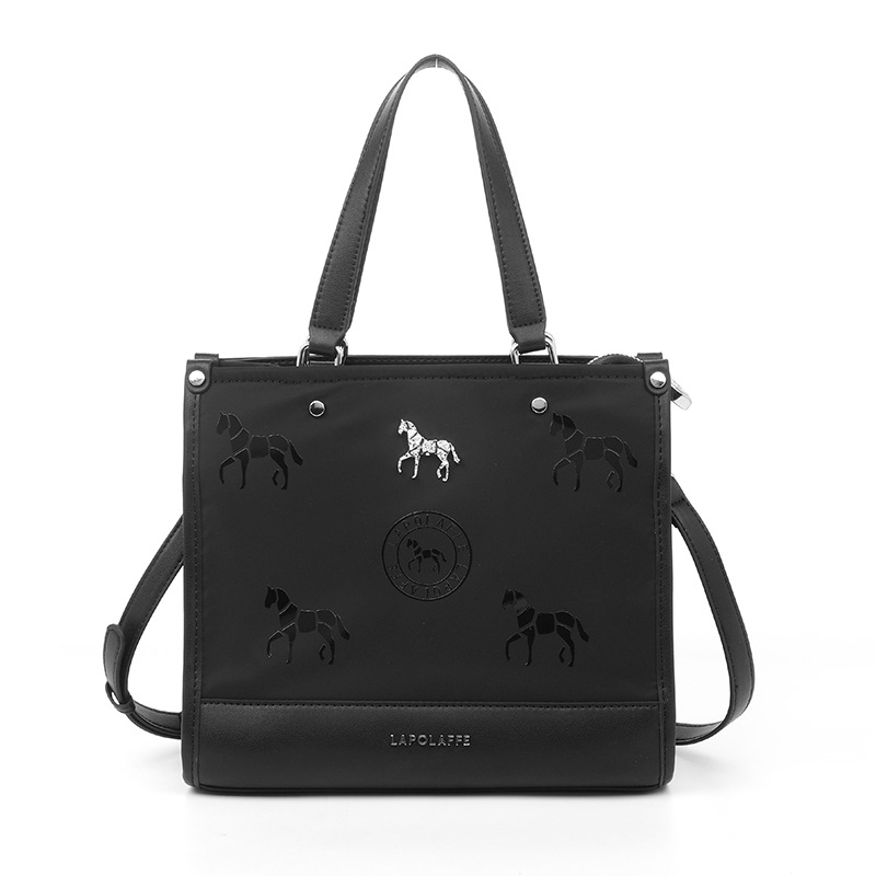 Bolsa de negocios de mujer portátil impresa de nylon tela negra alta sensación de ultra fibra bolso pequeño LP7238 #