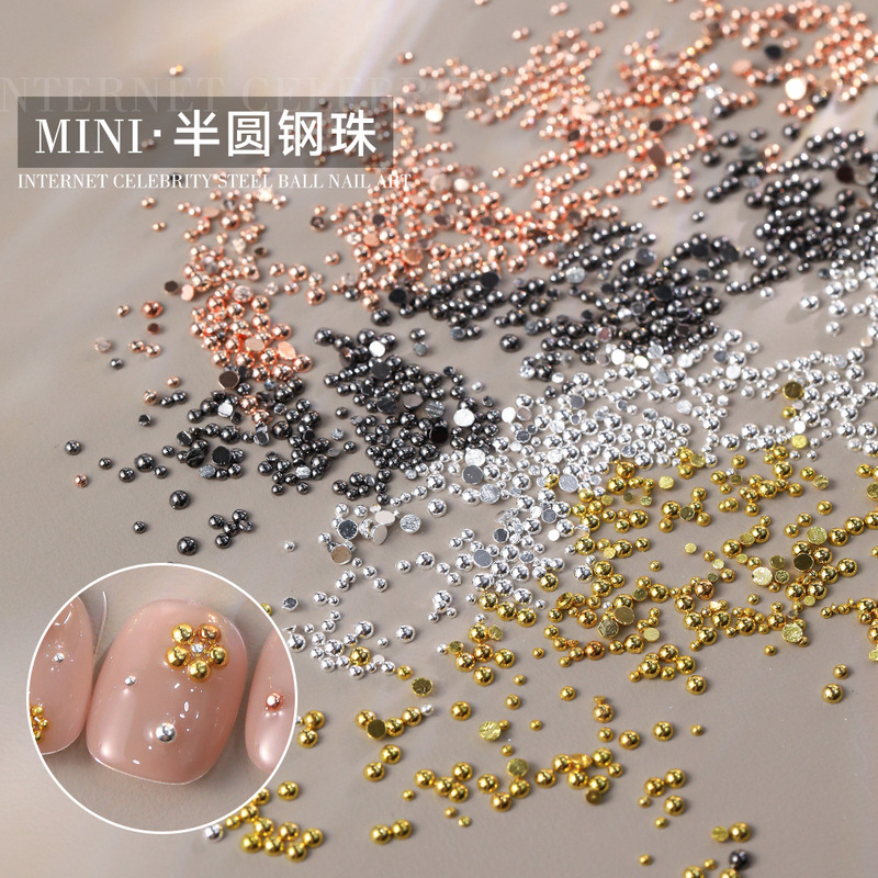 Mini Semi-Circular Steel Ball Nail Art Jewelry Gold and Silver Copper Solid Flats Bottom Hemispheric Willow Nail Nail Decoration Wholesale Mini Semi-Circular Steel Ball Nail Art Jewelry Gold and Silver Copper Solid Flats Bottom Hemispheric Willow Nail Nail Decoration Wholesale