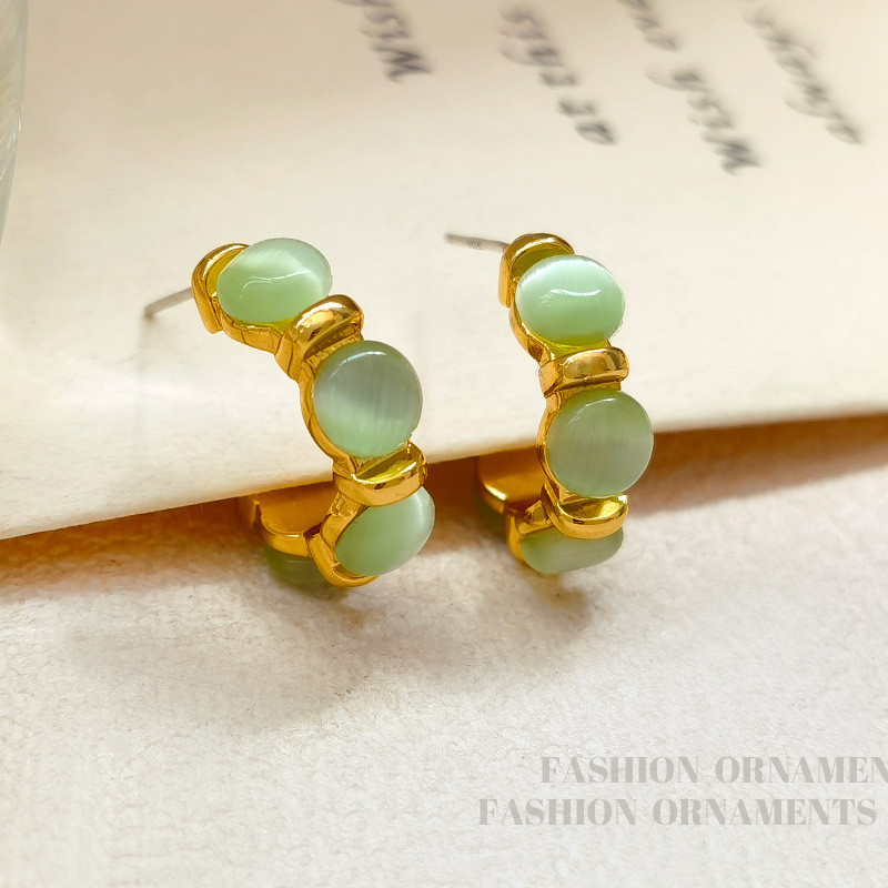 Cute small fresh green brand earrings