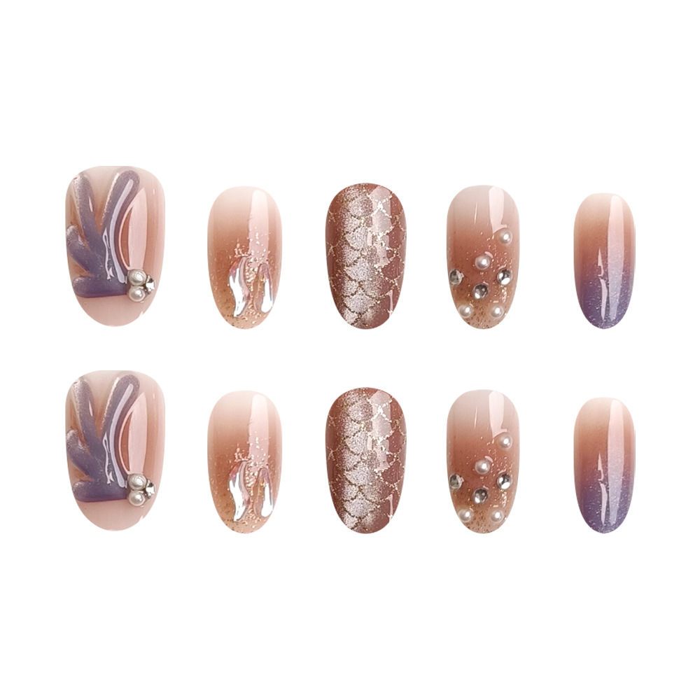 Dimensional taladro de cola de pescado desgaste de uñas, ojos de gato puros, gradiente de clareamiento de uñas, 30 piezas de parche de uñas de vibración, lote mixto