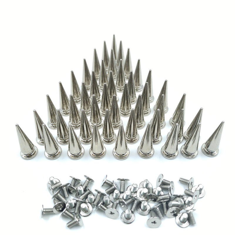10x25mm锌合金撞钉子弹头锥形皮具尖头装饰螺丝子母朋克铆钉尖钉