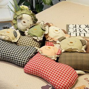 Cute Three-Dimensional Little Lion Cotton Buckwheat Pillow Office Sofa Nap Pillow Children's Hug Pillow Removable and Washable