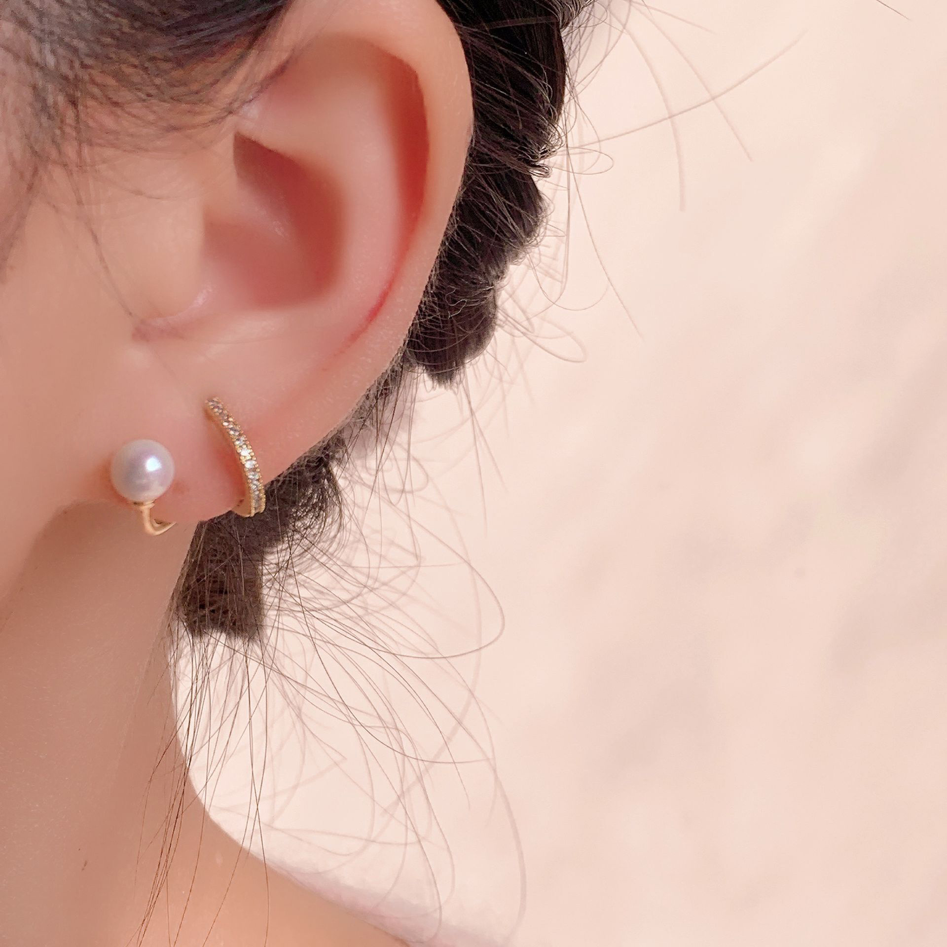 Eh179シンプルな耳輪気質無痛蚊取り盤耳クリップ無耳穴小衆デザイン感真珠甘いイヤリング