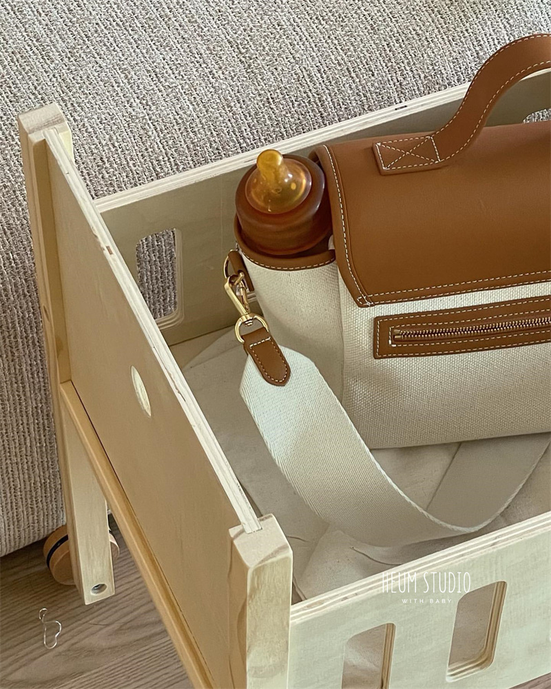 Damentasche, Mamatasche, Ausgehen, mehrere Fächer, große Kapazität, Umhängetasche aus leichtem Canvas für Mutter und Baby, tragbare Mamatasche_voghion.com