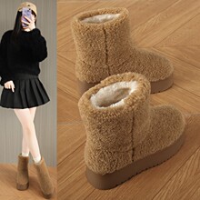 С��ɫʮ�ֻ����ëëѥŮ���⴩��ů��Ь2025�¿�ӽq���ѩ��ѥ