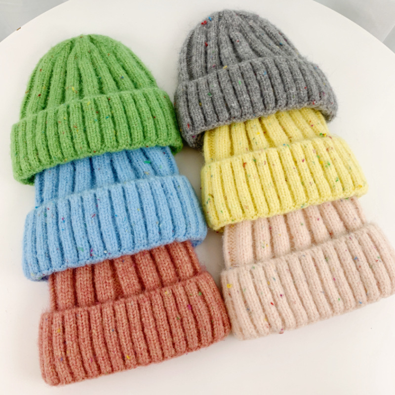 冬季新款日韩彩点羊毛帽加厚保暖毛线帽女显脸小针织帽滑雪套头帽|undefined