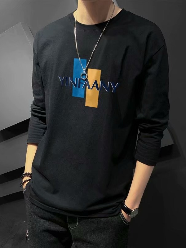 2024 otoño verano camiseta de manga larga para hombre estilo coreano estilo delgado con camisa de fondo ropa de otoño marca de moda ropa interior interior