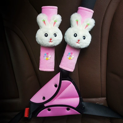 Fleece Parent-Child Outfit/Three-Piece Set Seat belt shoulder pad - velvet-mi-rabbit-parent-child-outfit-seat-belt-auxiliary-accessories
