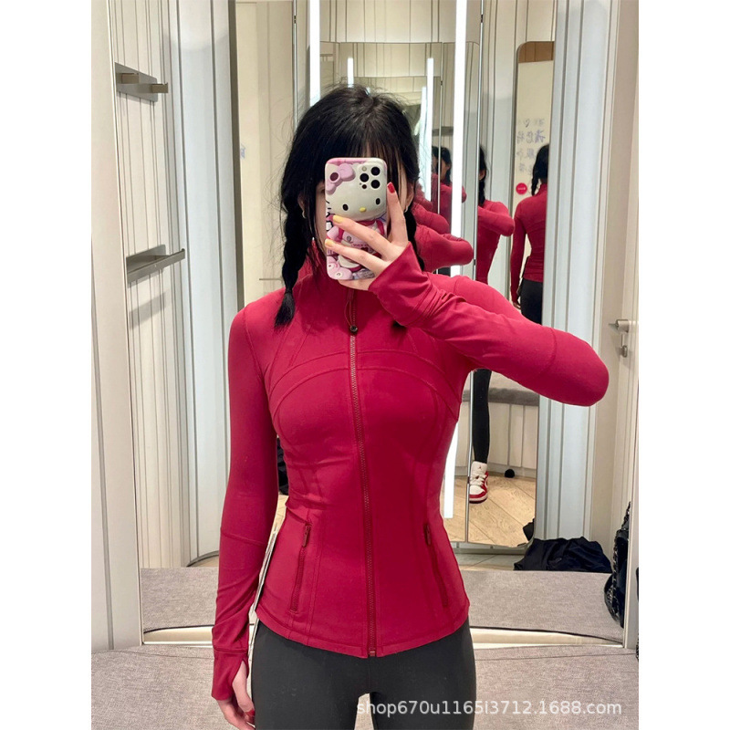 lulu同款瑜伽服上衣Define立领外套磨毛透气秋季修身夹克健身服女|undefined