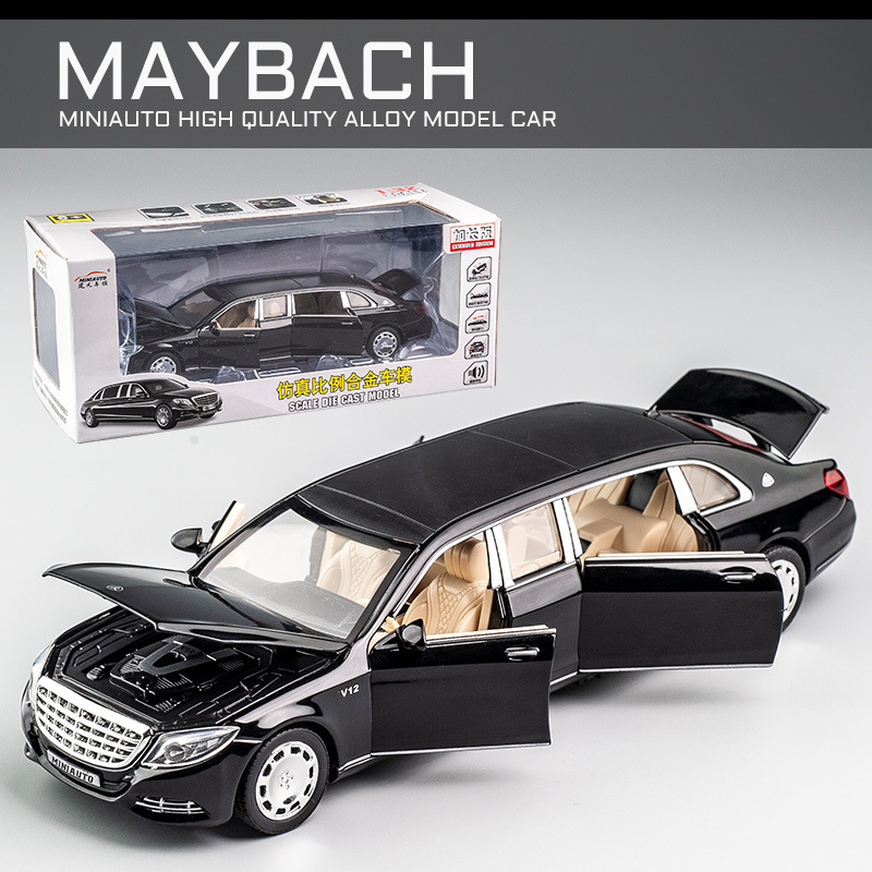 Jianyuan aleación modelo de coche 1:32 Maybach S650 versión extendida tire con sonido y luz 6 puerta coche modelo adornos