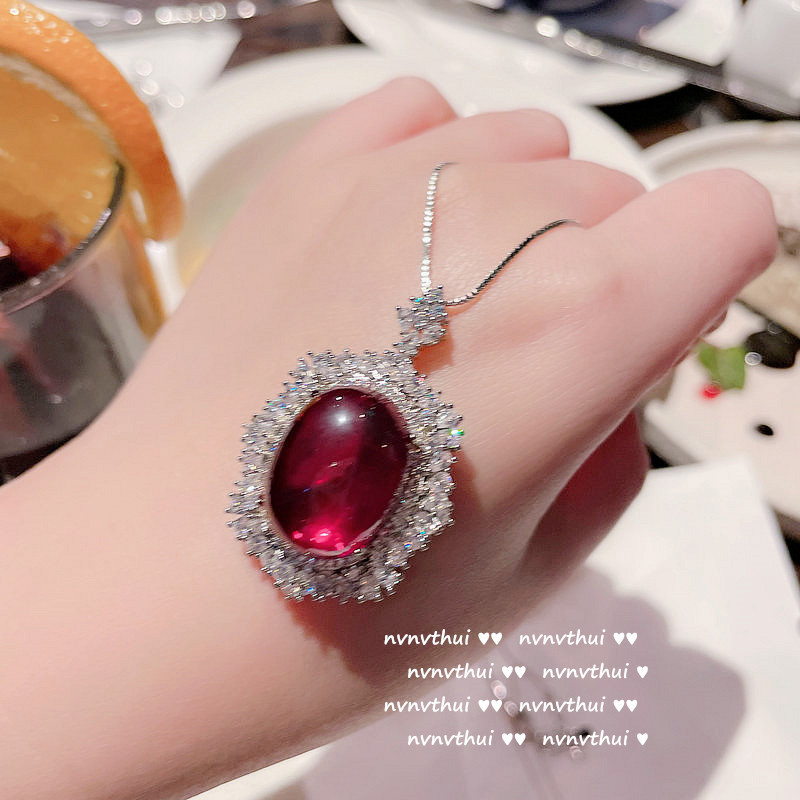 비둘기 빨간 계란 꽃 지르콘 목걸이