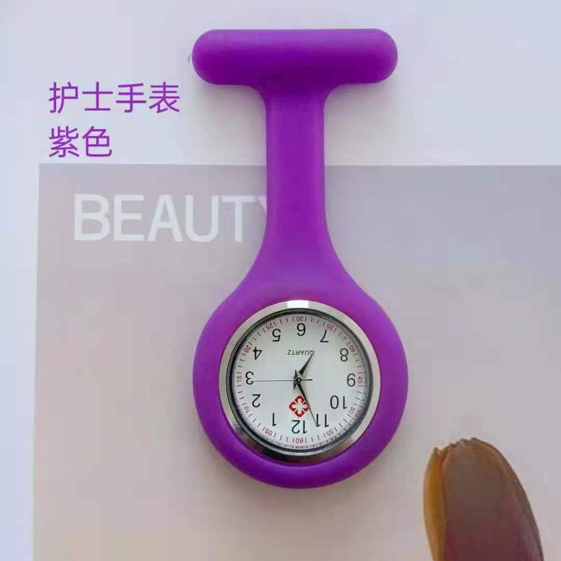 外贸硅胶护士表学生怀表别针挂表可定logo男女表T型果冻色表批发|undefined