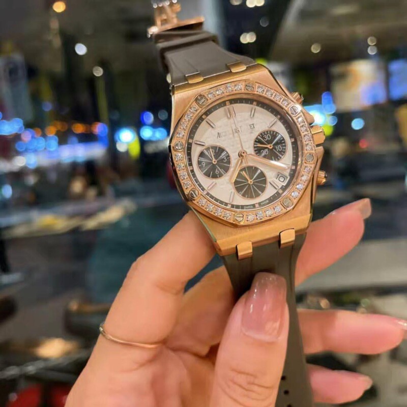 Royal Oak Silicone New Three Eye Watch Business Quartz Waterproof Men's and Women's Watch AP Fashion Waterproof Trend Watch