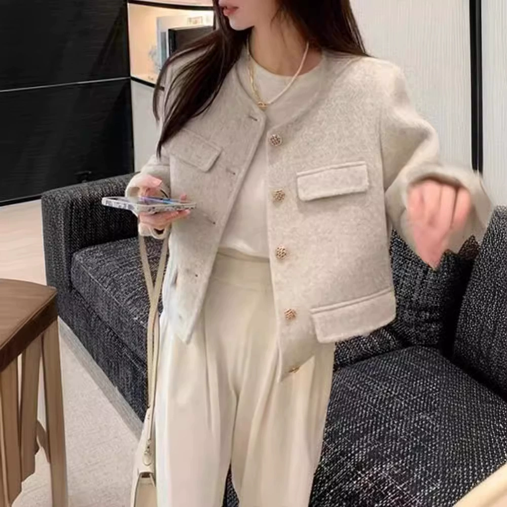 Двухсторонняя шерстяная шерстяная куртка вне сезона