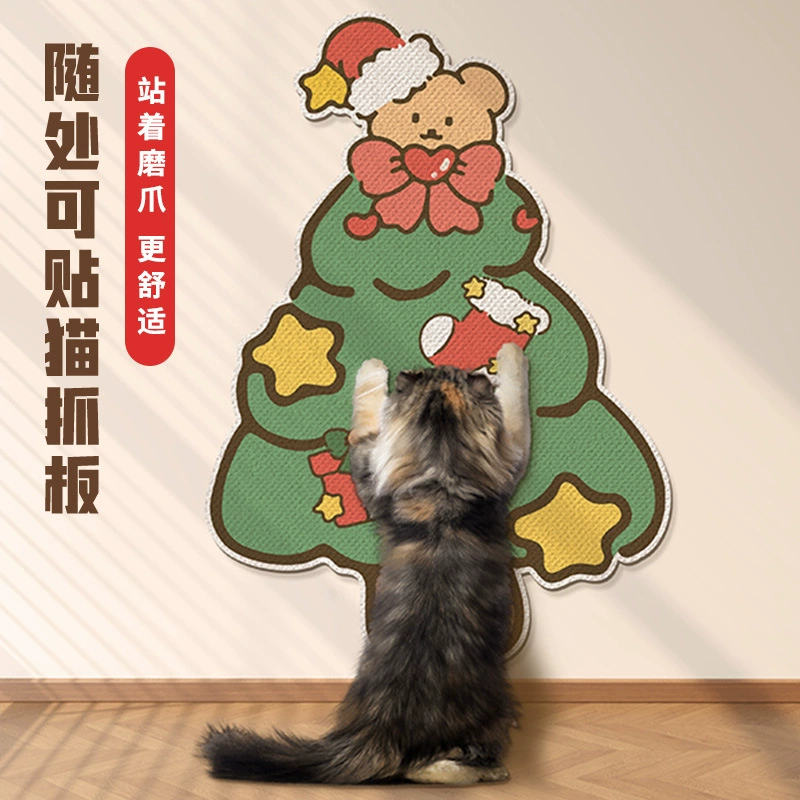 Self-adhesive protective wear-resistant sofa on wall, cat