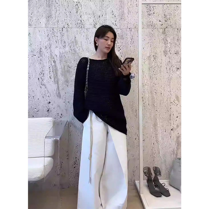 2026 Spring New Korean Dongdaemun Sunflower Unisex Blos*Om Casual Hollow-Out See-Through Knitted Sweater