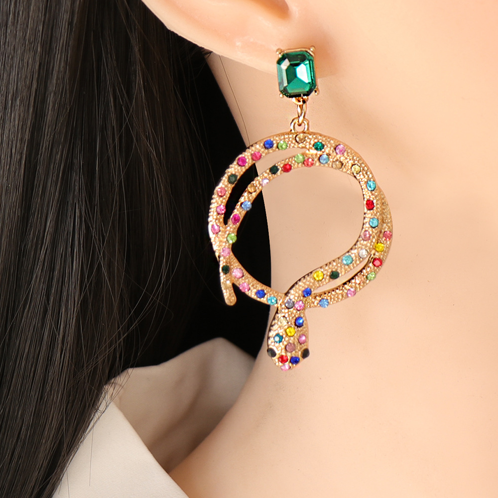 Fashion Inlaid Diamonds Long Snake Earrings Wholesale display picture 12