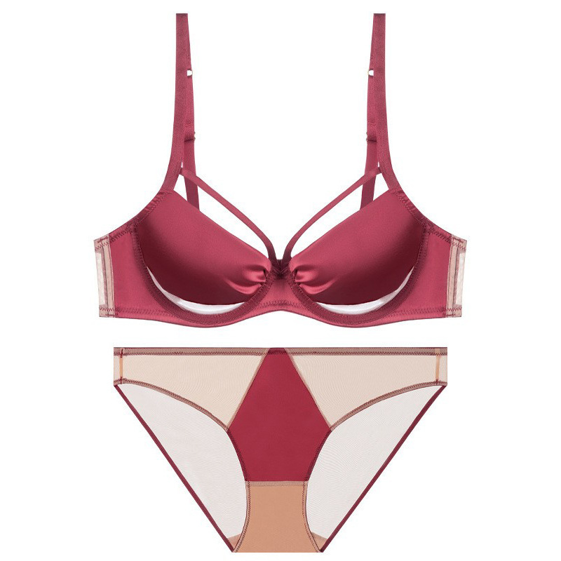 Sexy lingerie set for women with large busts, breathable summer style, slimming effect, thin and lightweight, export-quality bra and panty set, high-end bra