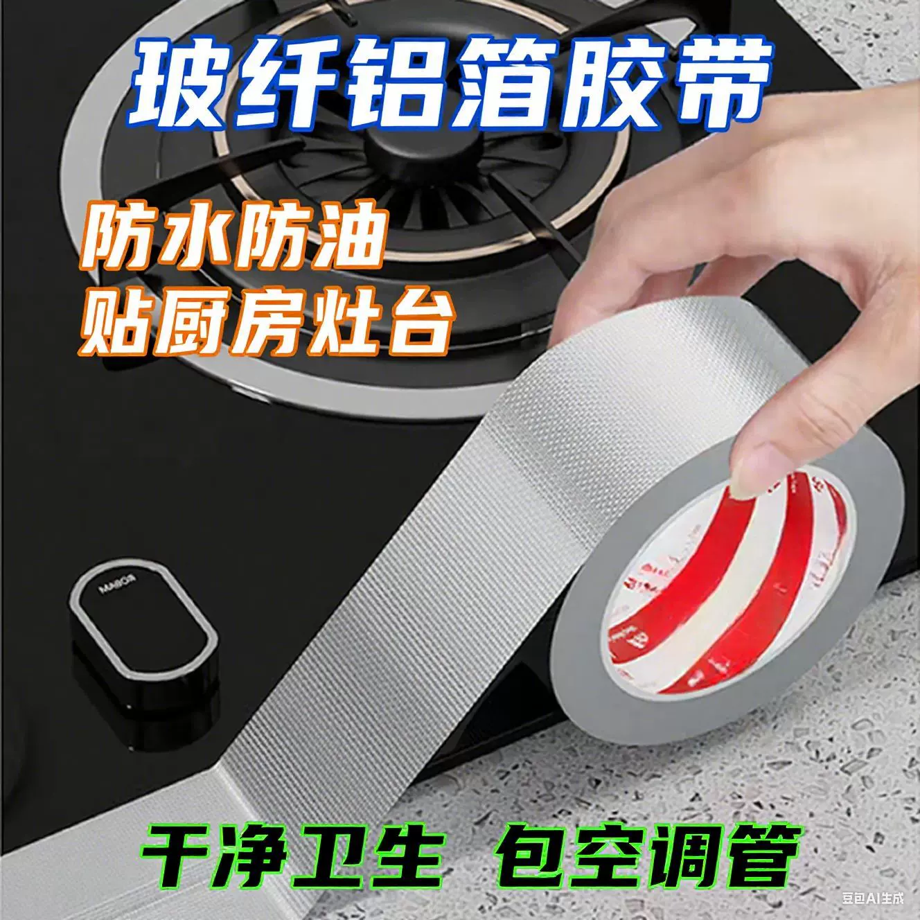 玻纤铝箔铝箔胶带密封加厚油烟机管道包扎灶台耐高温补锅贴热水器