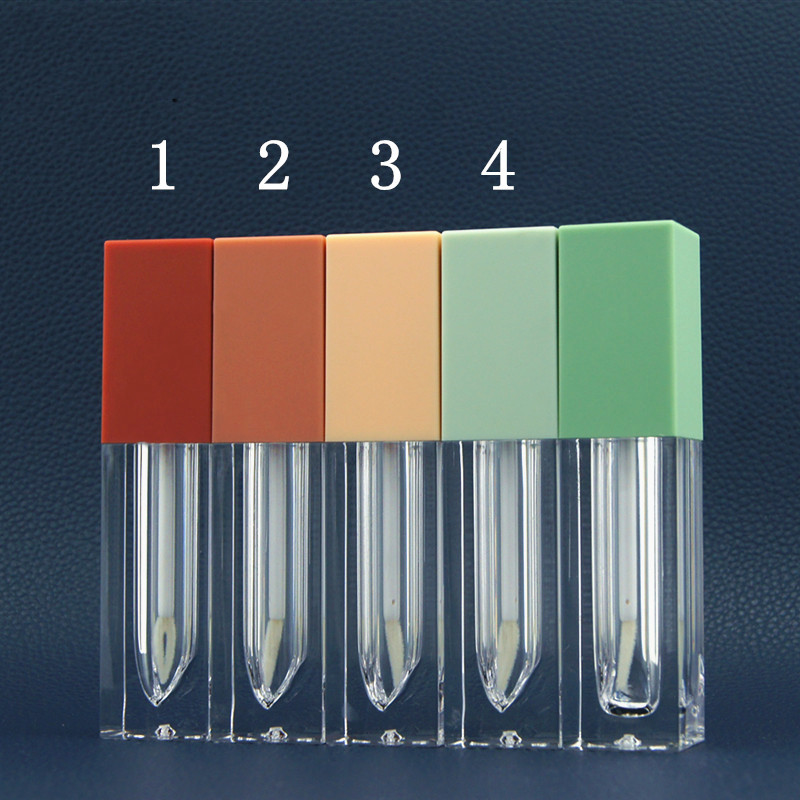 Fábrica en stock al por mayor multi-Cubierta esmerilada color botella transparente tubo de esmalte labial tubo de lápiz labial tubo vacío tubo cosmético logotipo impreso