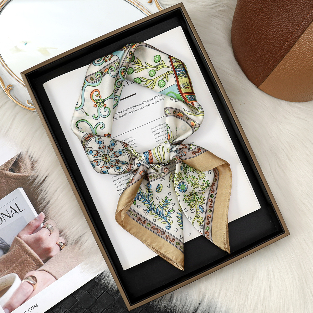 Pañuelo de seda de imitación floral francés 70 bufanda de seda de todo fósforo decoración de camisa bufanda de seda bufanda de cuello chal recuerdo multifuncional