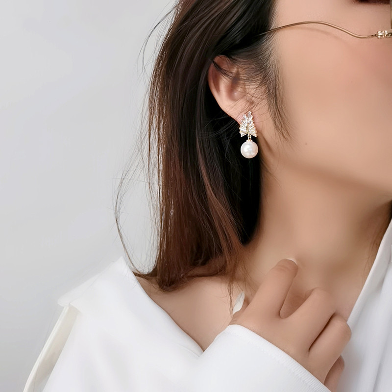 8g Weight Artificial Gemstones Inlay Material Drop Earrings Classification 1 Pair Quantity 1 Pair Baroque Style Leaf Flower Copper Inlay Artificial Gemstones Drop Earrings