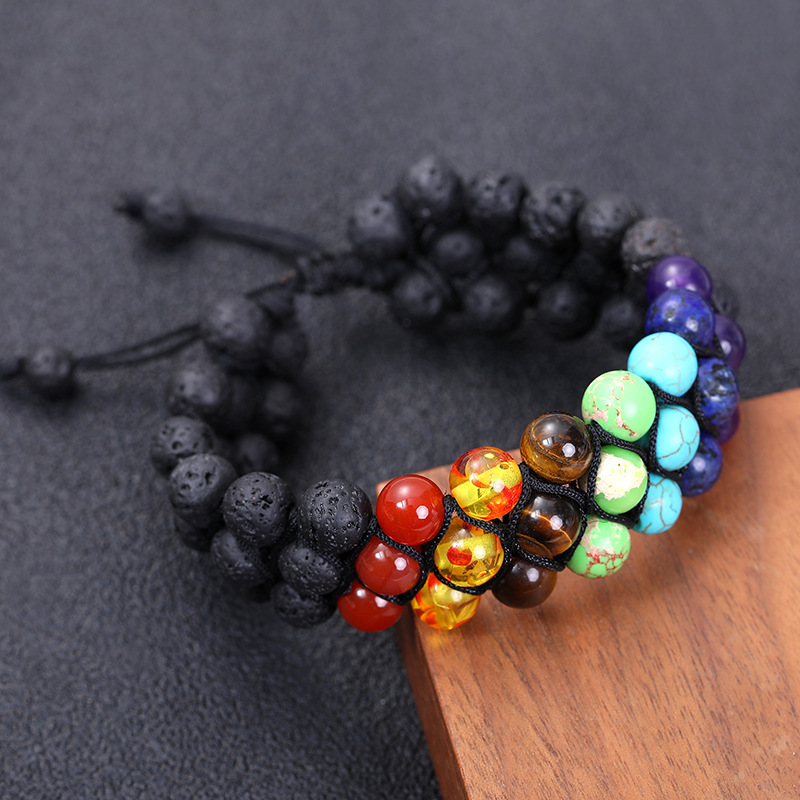 6mm three rows of volcanic stone + colorful