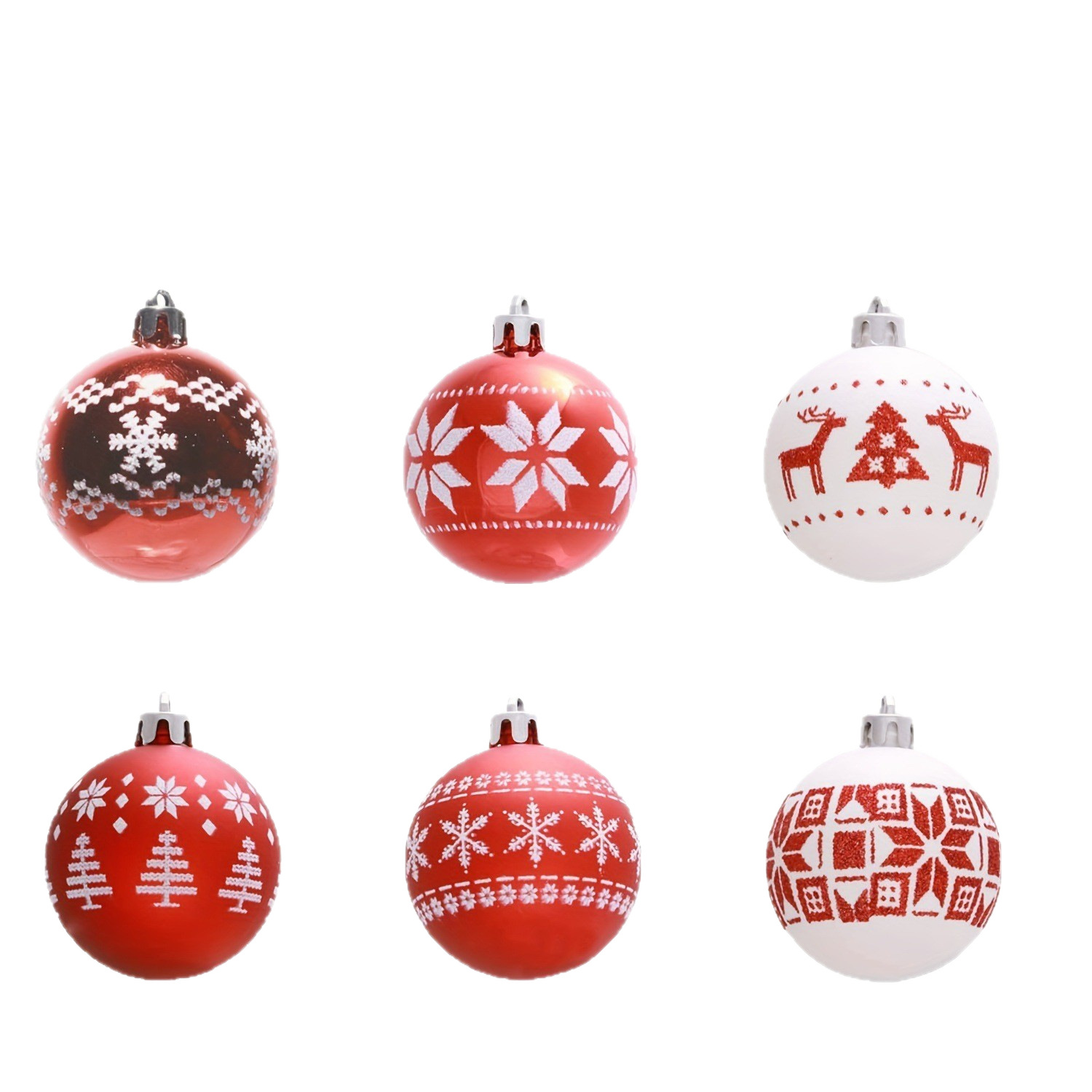 Nuevo juego de bolas de Navidad 5cm6cm juego 24pcs copo de nieve árbol de Navidad decoración fiesta vestir bola de Navidad