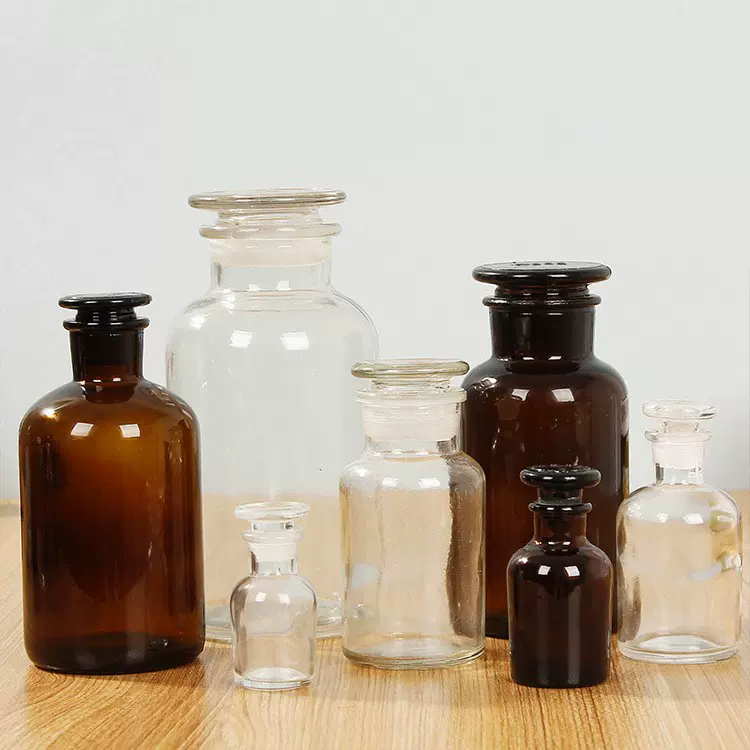 棕色试剂瓶加厚广口瓶茶色透明磨口瓶实验室化学取样瓶