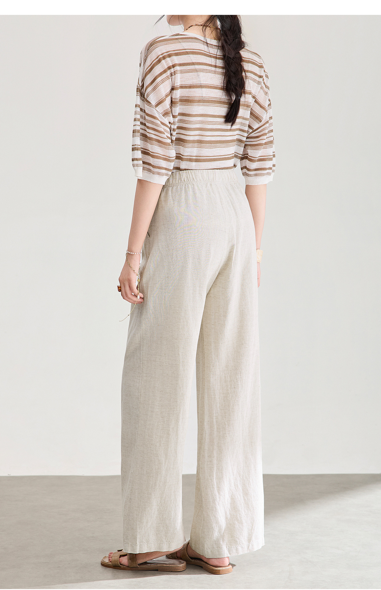 Quần culottes nữ ống rộng dáng suông vải tơ tằm pha linen chống nhăn mùa hè — Màu sắc chi tiết 18