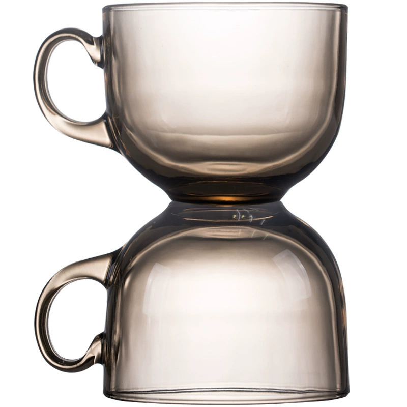 Стеклянная кружка с ручкой, прозрачная или цвет чая, чашка на 301–400 ml и 450 ml для завтрака