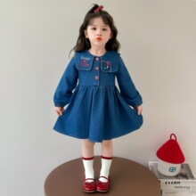 女童牛仔连衣裙春秋季2025新款宝宝秋款洋气早秋穿搭儿童秋装裙子