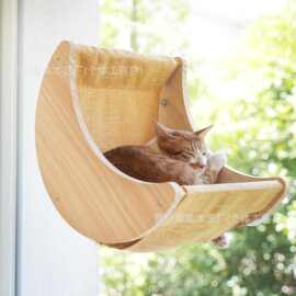 亚马逊猫窝悬挂猫床木质吊床吸盘窗户宠物猫咪秋千猫吊床猫狗