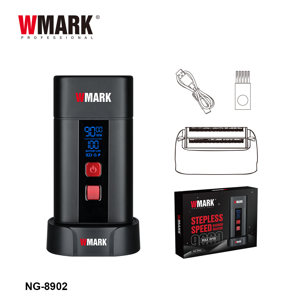 WMARK NG-8902 高速理发增白器 金属机身钛金双刀网电动剃须刀