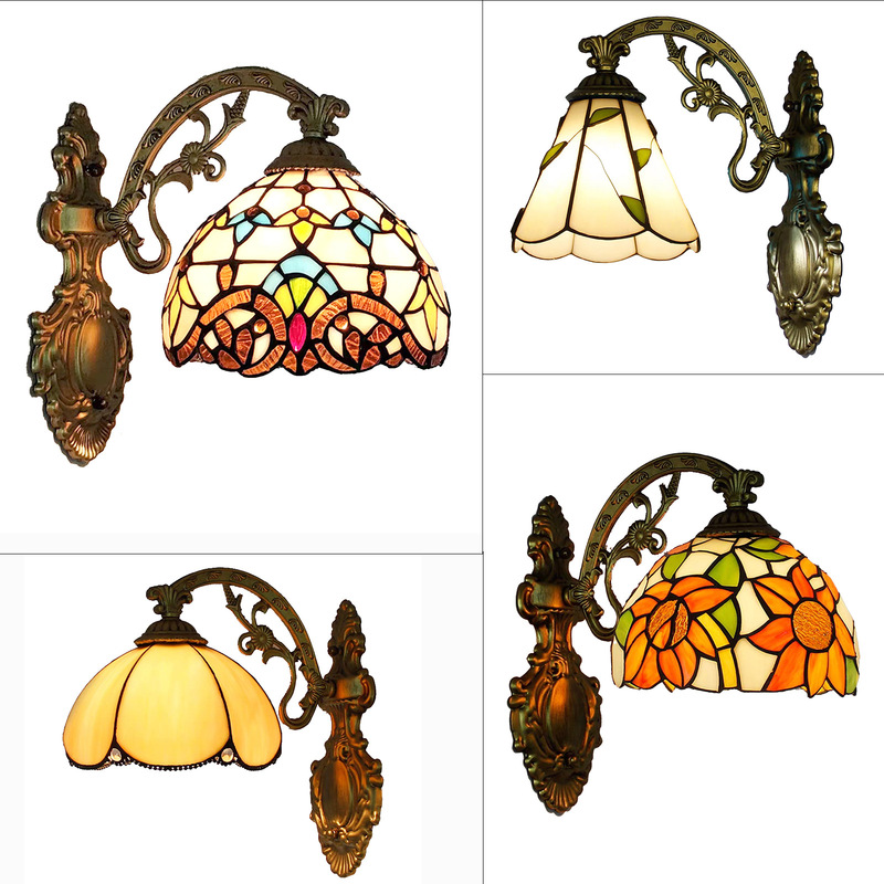 Ouhao Tiffany European Wall Lamp Bedroom Bedside Lamp Retro Creative Living Room Dining Room Balcony Aisle Staircase Lamp Ouhao Tiffany European Wall Lamp Bedroom Bedside Lamp Retro Creative Living Room Dining Room Balcony Aisle Staircase Lamp