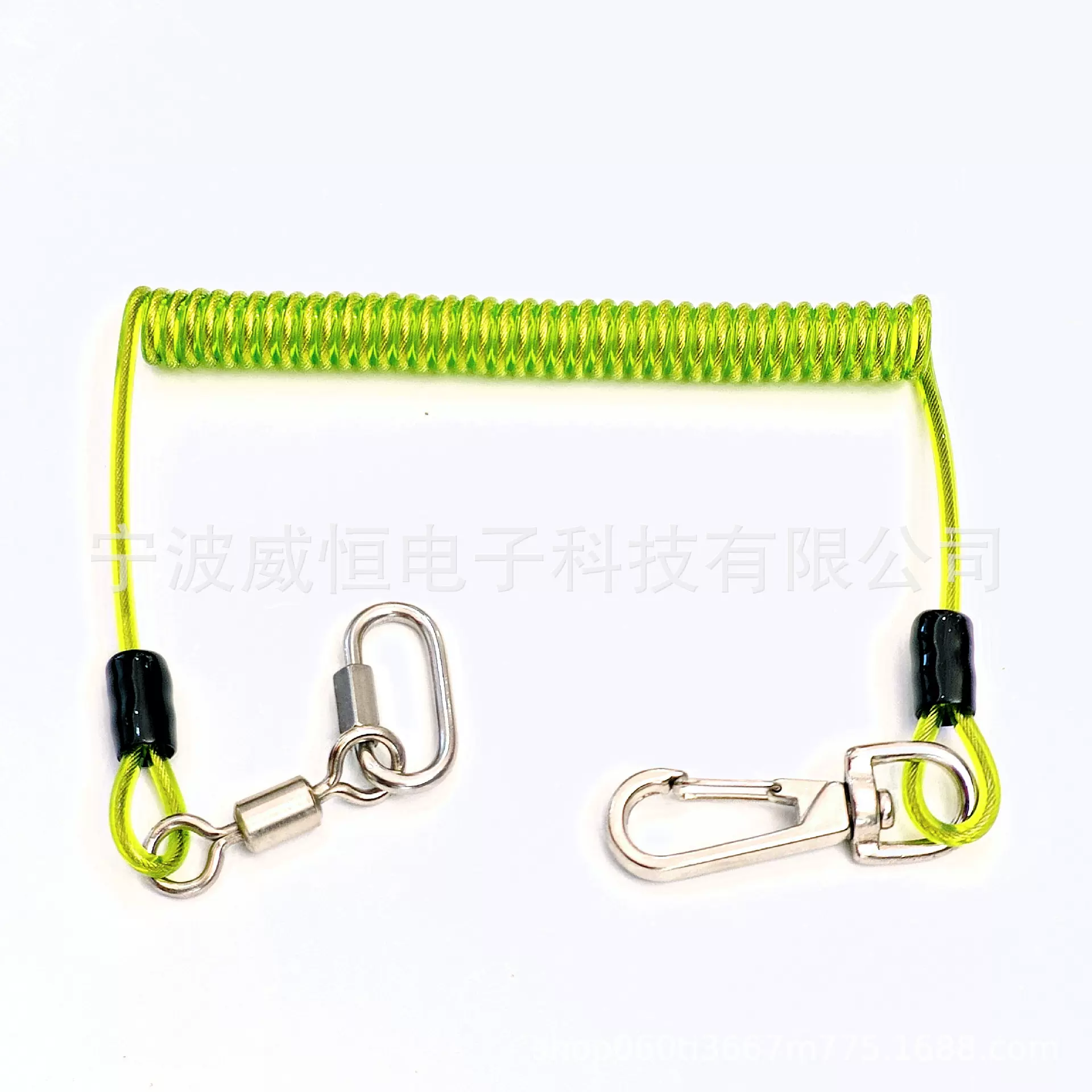 工厂定制PU弹簧绳 工具防坠落安全绳  不锈钢扣防丢绳