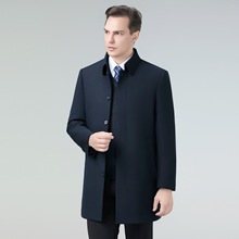 正品牌时尚羽绒服男中长款中年爸爸冬季领导商务内胆羽绒风衣外套