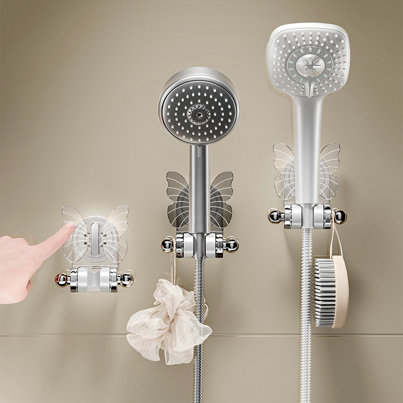 Soporte de ducha de ventosa de mariposa para uso doméstico sin perforación, ducha de ajuste universal móvil, artefacto de fijación del cabezal de ducha
