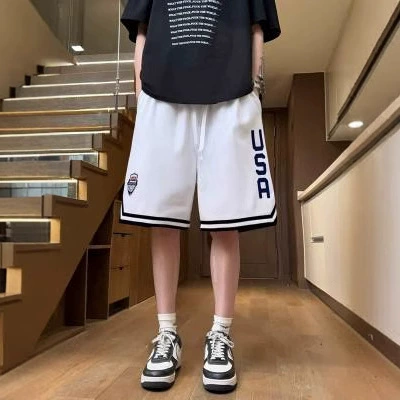 Летние новые шорты мужские укороченные брюки прямые свободные тонкие повседневные спортивные брюки быстрые сушки сетчатые тренировочные брюки