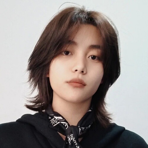 Wolf Tail False Hair for Men, Center Parted Long Men's Hair, Japanese Samurai Style, Male, Mullet Haircut, Full Head Suit