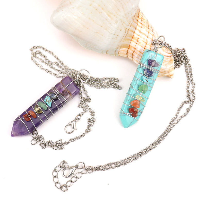 Ethnic Style Geometric Agate Beaded Pendant Necklace 1 Piece